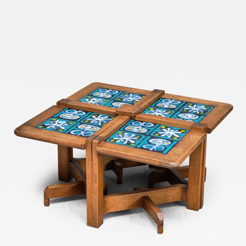 Guillerme et Chambron Guillerme et Chambron Set of Four Side Tables Modular Coffee Table 1950s