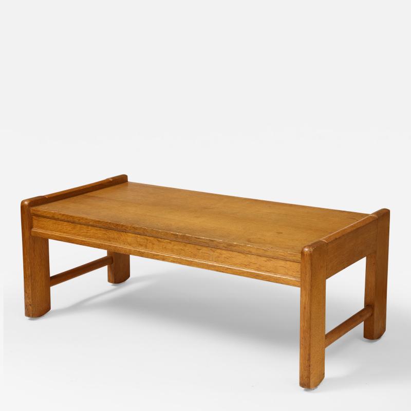 Guillerme et Chambron Oak Coffee Table by Guillerme et Chambron France c 1950