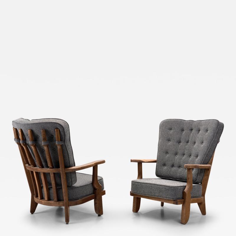 Guillerme et Chambron Pair of Petit Repos Lounge Chairs by Guillerme et Chambron France 1950s
