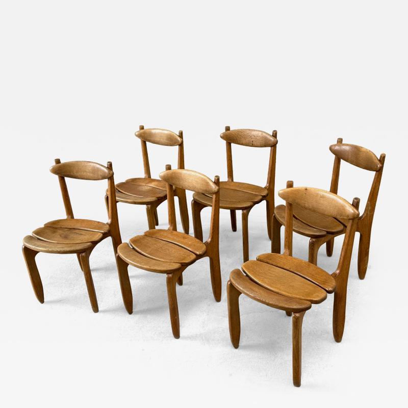 Guillerme et Chambron Set of 6 Chairs by Guillerme et Chambron France Circa 1960s