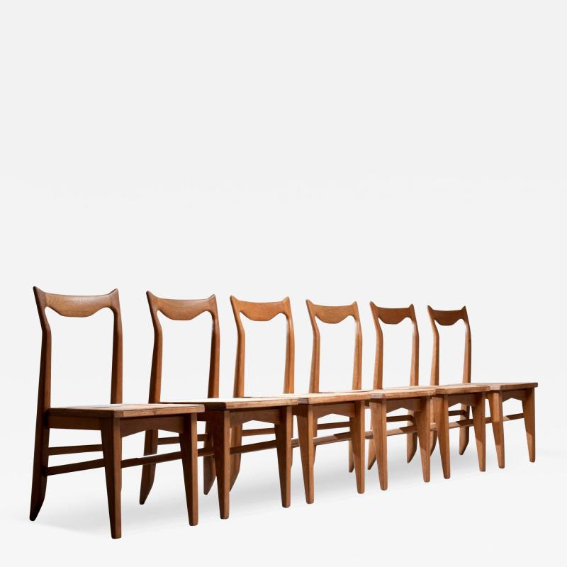 Guillerme et Chambron Set of 6 Guillerme et Chambron Dining Chairs in Oak France 1960s