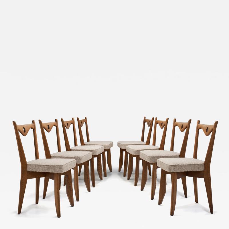 Guillerme et Chambron Set of Eight Dining Chairs by Guillerme et Chambron France 1960s