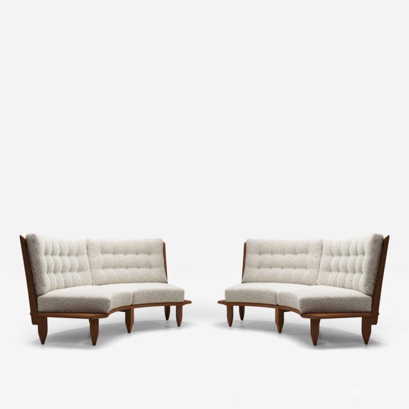 Guillerme et Chambron Set of Guillerme et Chambron Sculptural Oak Sofas for Votre Maison France 1960s