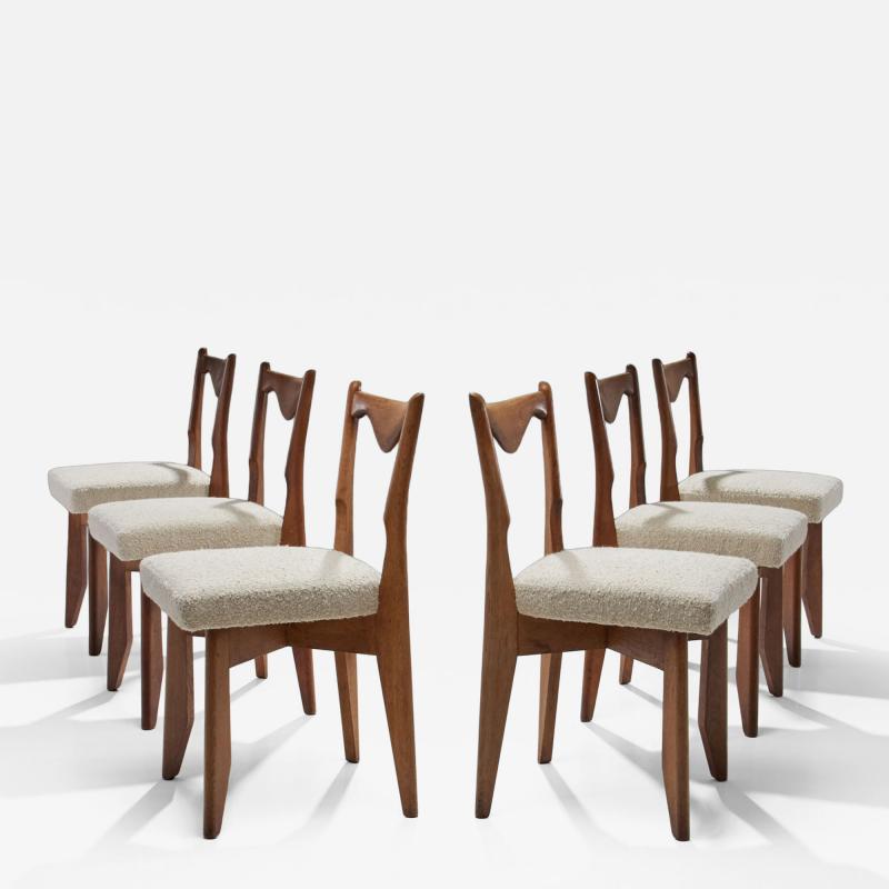 Guillerme et Chambron Set of Six Dining Chairs by Guillerme et Chambron France 1960s