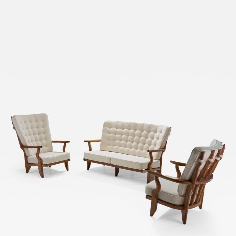 Guillerme et Chambron Set of Two Lounge Chairs and Sofa by Guillerme et Chambron France 1950s