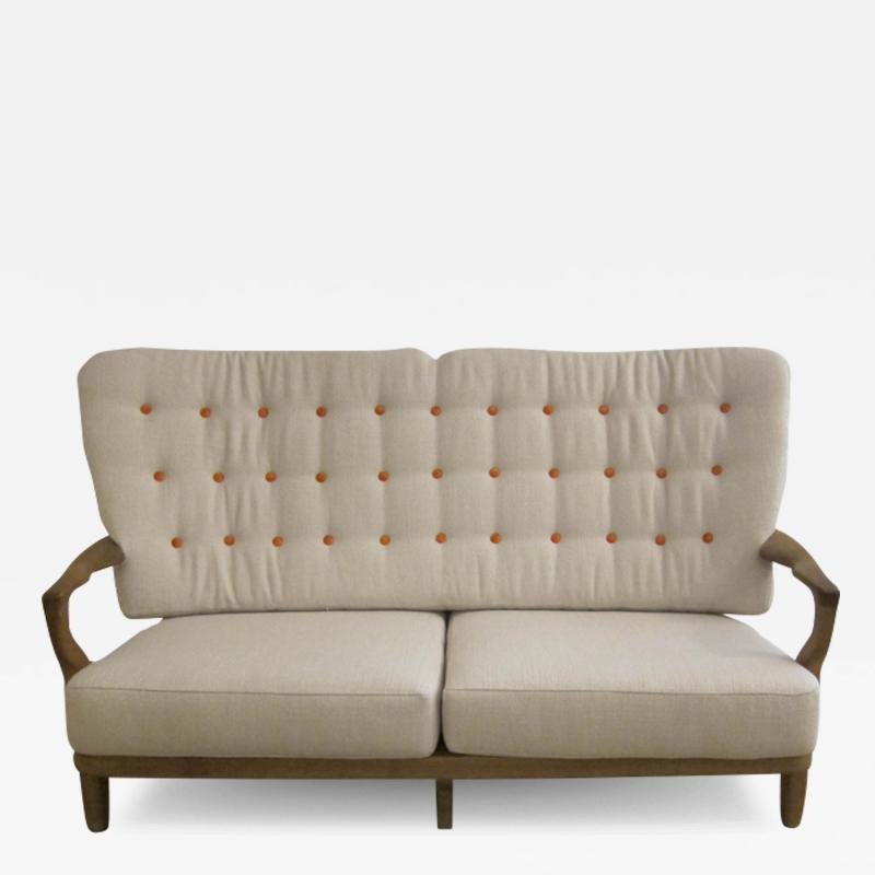 Guillerme et Chambron Single Oak Sofa by Guillerme et Chambron France 1960