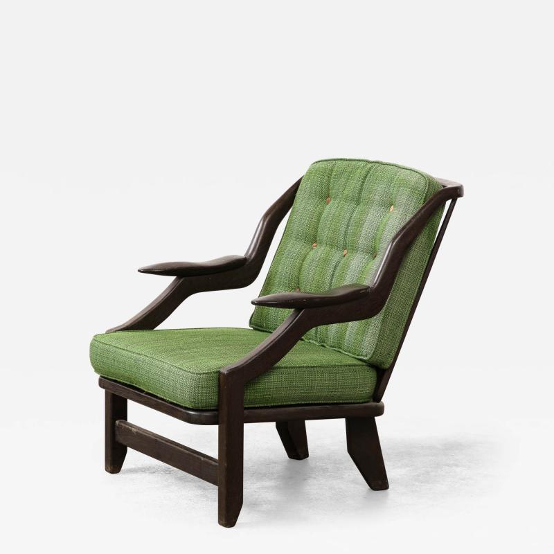 Guillerme et Chambron Stained Elm Gregoire Armchair by Guillerme et Chambron France c 1960
