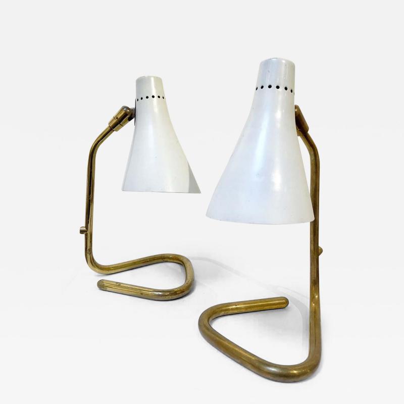 Guiseppe Ostuni Pair of Mid Century Brass Table Lamps by Guiseppe Ostuni