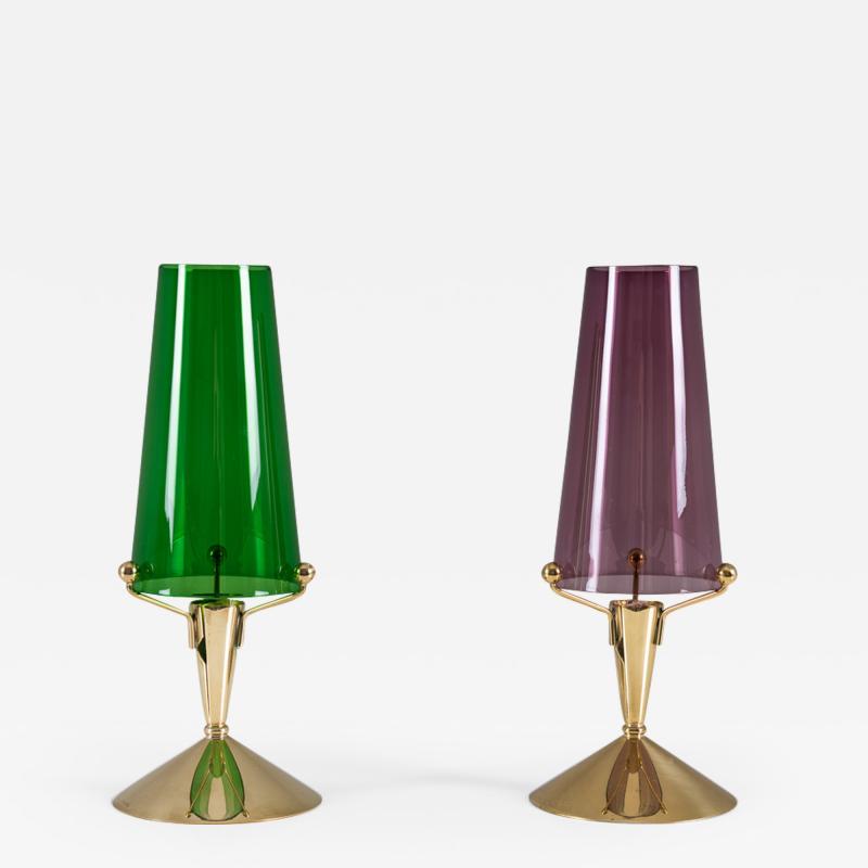 Gunnar Ander Candlesticks in Glass and Brass by Gunnar Ander for Ystad Metall