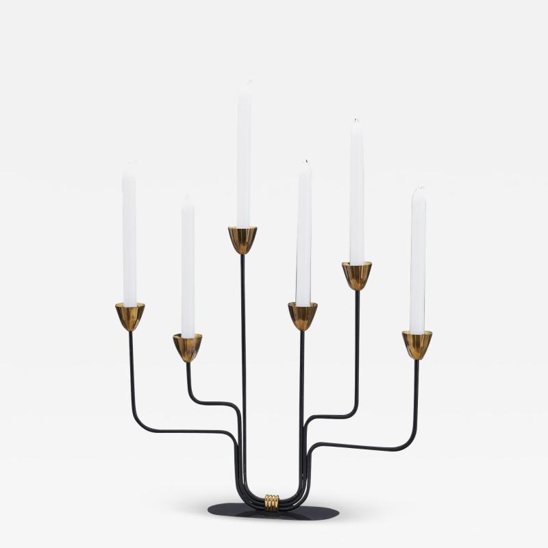 Gunnar Ander Gunnar Ander Black Lacquered Candelabra for Ystad Metall Sweden 1950s