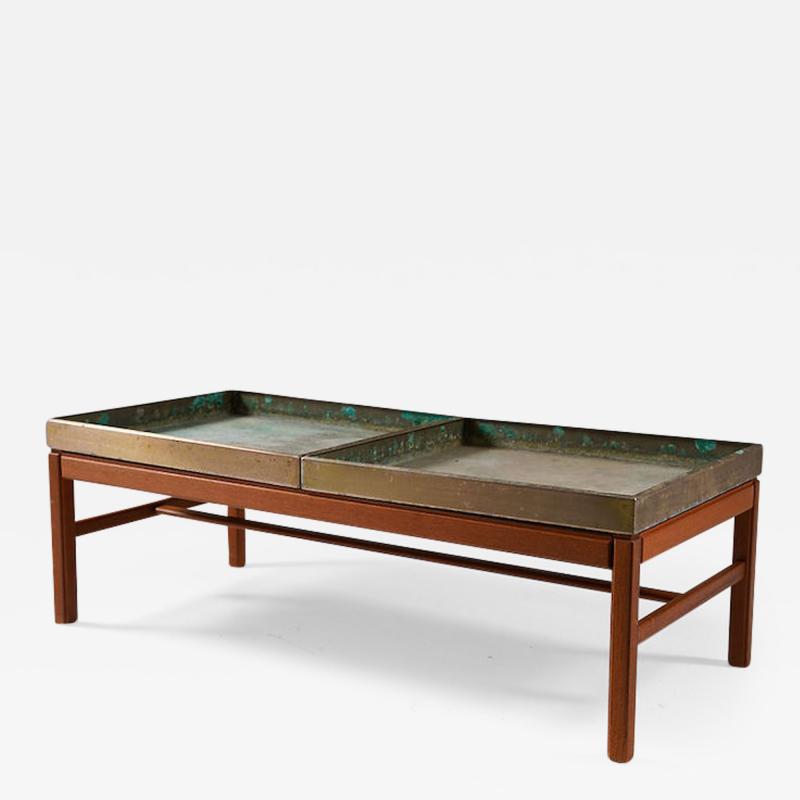 Gunnar Myrstrand Sven Engstr m Scandinavian Flower Table Casino in Teak and Brass by Engstr m Myrstrand