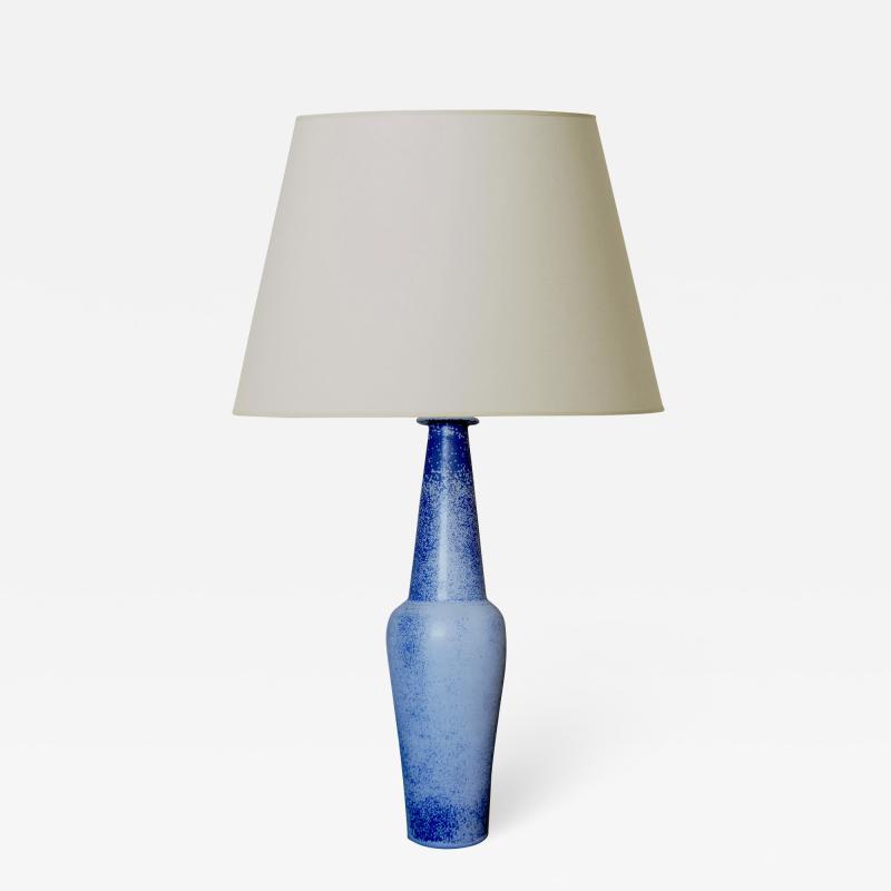 Gunnar Nylund Elegant Tall Table Lamp in Speckled French Blue by Guinnar Nylund