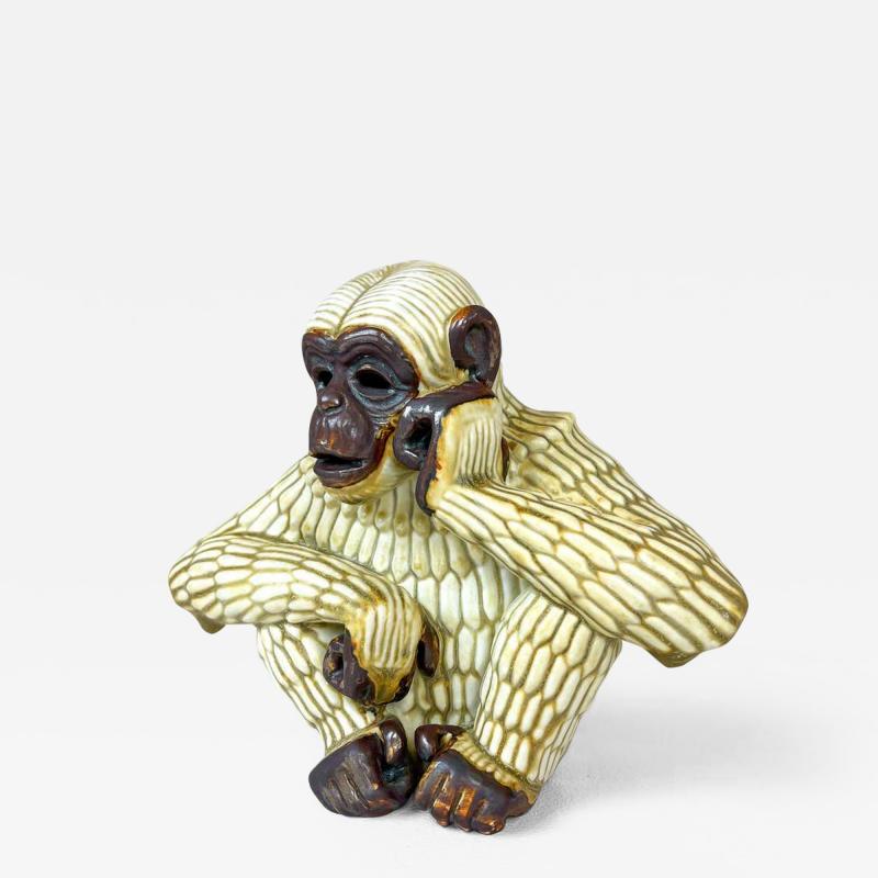 Gunnar Nylund Midcentury Thinking Ape Sculpture R rstrand Gunnar Nylund Sweden 1950s