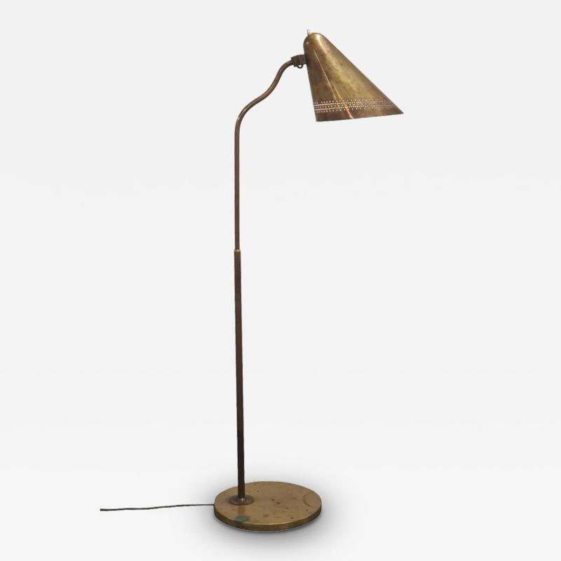 Gunnel Nyman Iconic Gunnel Nyman Domus Academica Floor Lamp in Perforated Brass Idman 1947