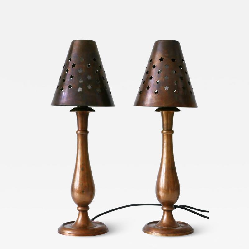 Gunther Lambert Set of Two Mid Century Modern Brass Side Table Lamps by Lambert Germany 1970s