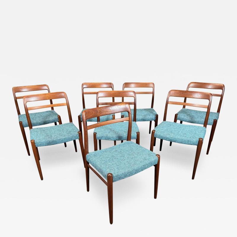 Gustav Bahus 8 Vintage Mid Century Teak Dining Chairs Model 145 by Gustav Bahus