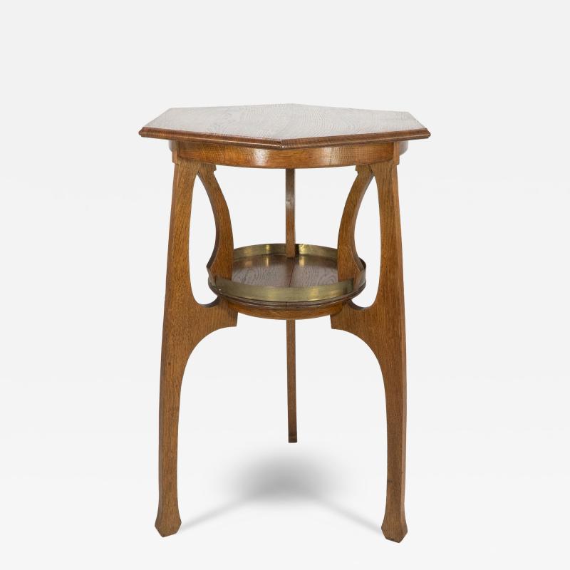 Gustave Serrurier Bovy Gustave Serrurier Bovy Style an Oak Secessionist Side Table with Octagonal Top