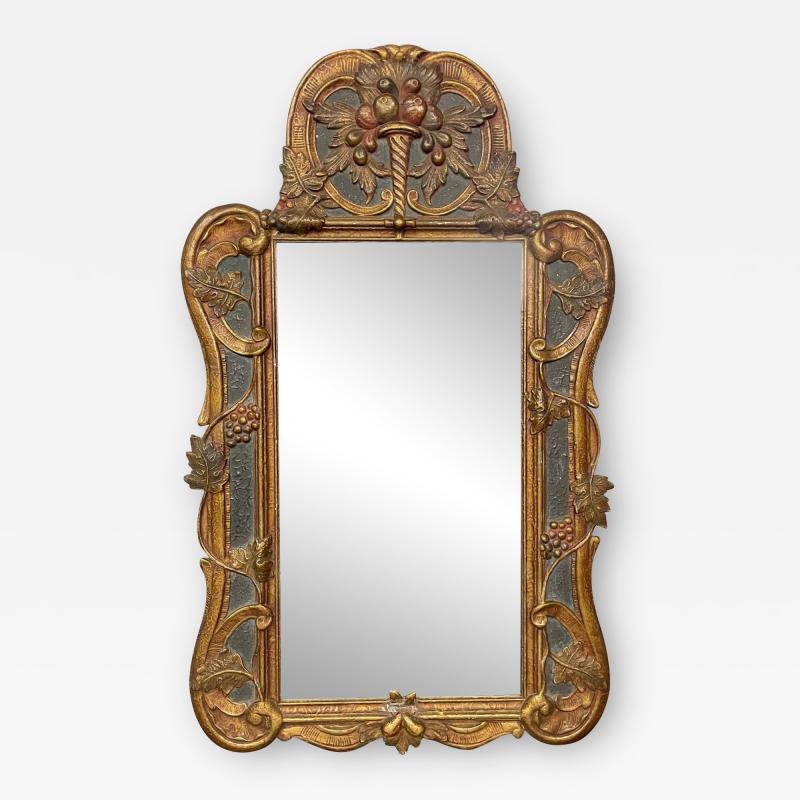Gustavian Italian Wall Console Mirror Cornucopia Motif Parcel Gilt Decorated
