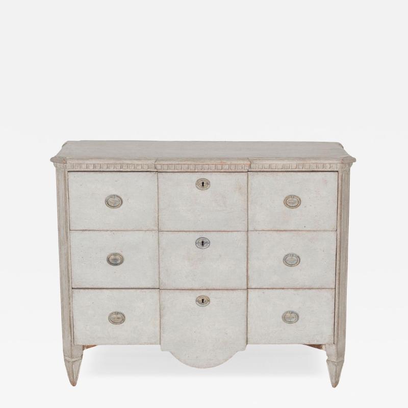 Gustavian Style Painted Chest of Drawers with Brass Handles