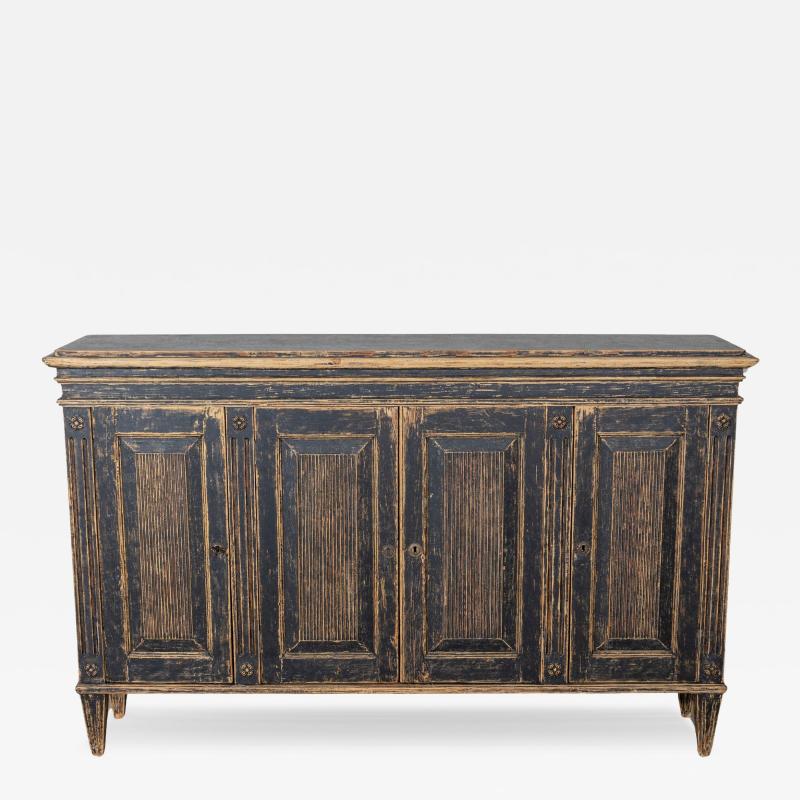 Gustavian Style Painted Sideboard with Reeded Doors circa 1900