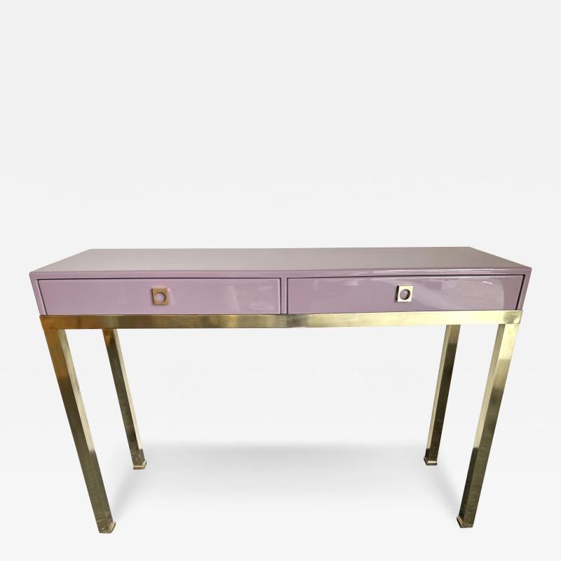Guy LeFevre Lacquered Console Table and Brass by Guy Lefevre France 1970s