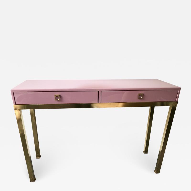 Guy LeFevre Lacquered and Brass Console by Guy Lefevre for Maison Jansen France 1970s