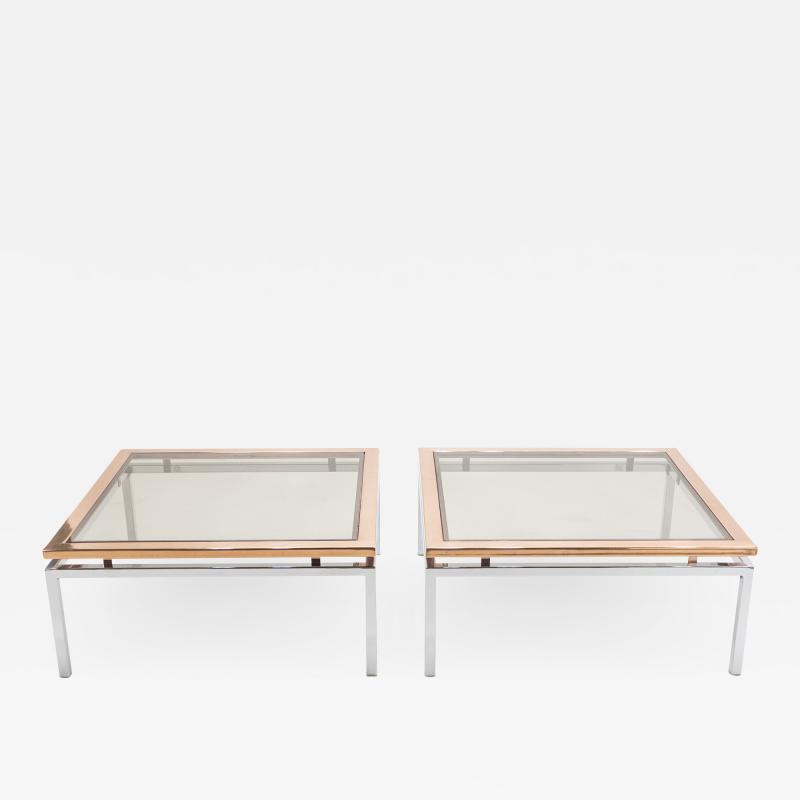 Guy LeFevre Pair of square copper coffee tables Guy Lefevre for Maison Jansen 1970s