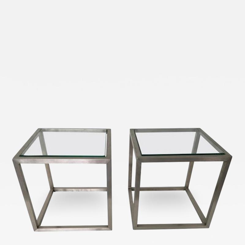 Guy LeFevre Stainless Cube Side Tables