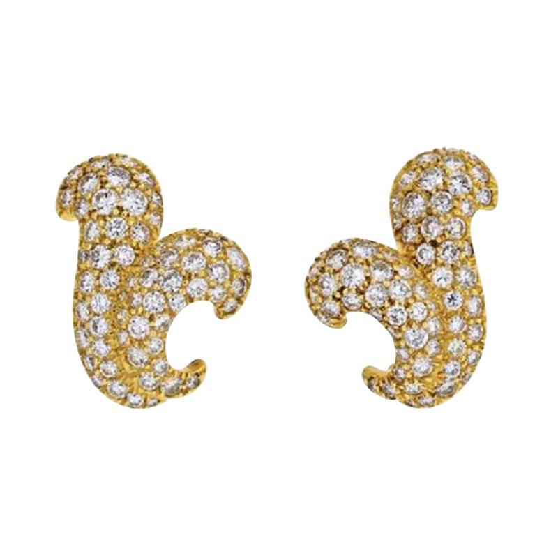 H Stern H STERN 18K YELLOW GOLD 4 75 CARAT PAVE DIAMOND EARRINGS