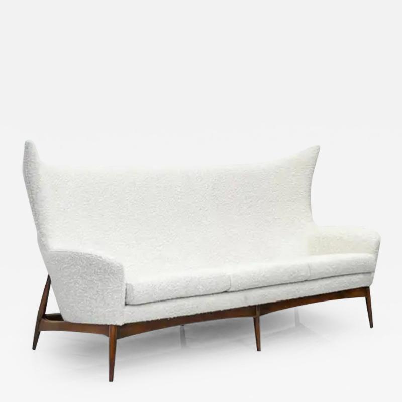 H W Klein Sculptural Wingback Sofa by H W Klein for Bramin Mobler of Denmark 1950s