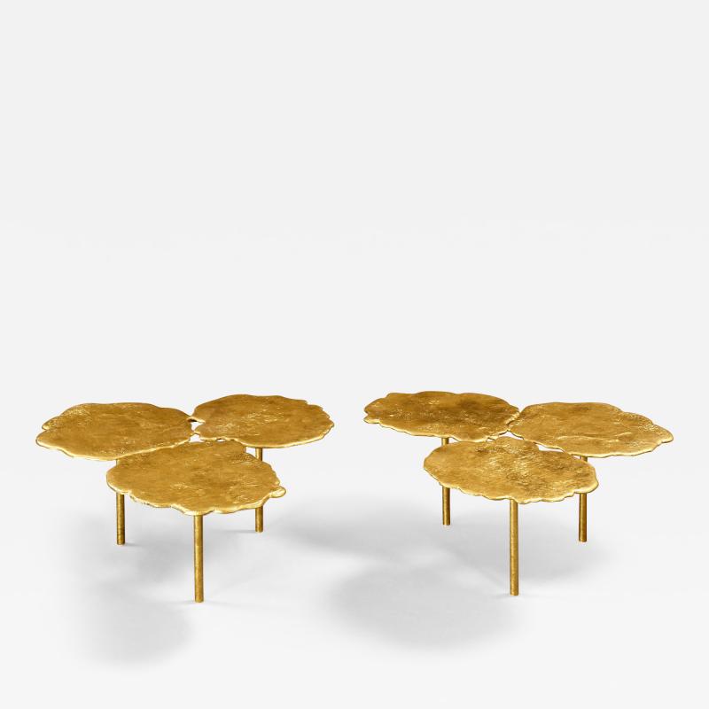 H l ne de Saint Lager 3 GOLD FLAQUES SIDE TABLE