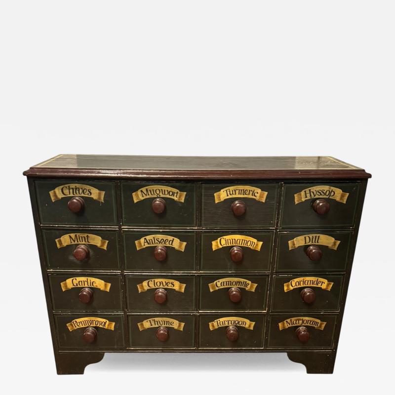 HANDPAINTED 19TH CENTURY 16 DRAWER NAMED SPICE CABINET