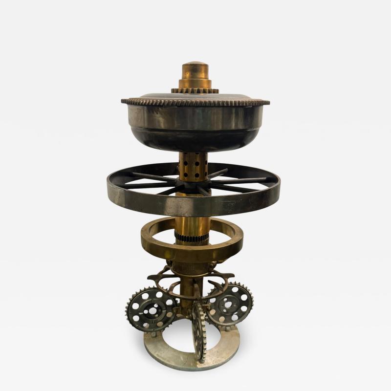 HAROLD HARRIS POST MODERN BRONZE MIXED METALS INDUSTRIAL PARTS GEARS SCULPTURE