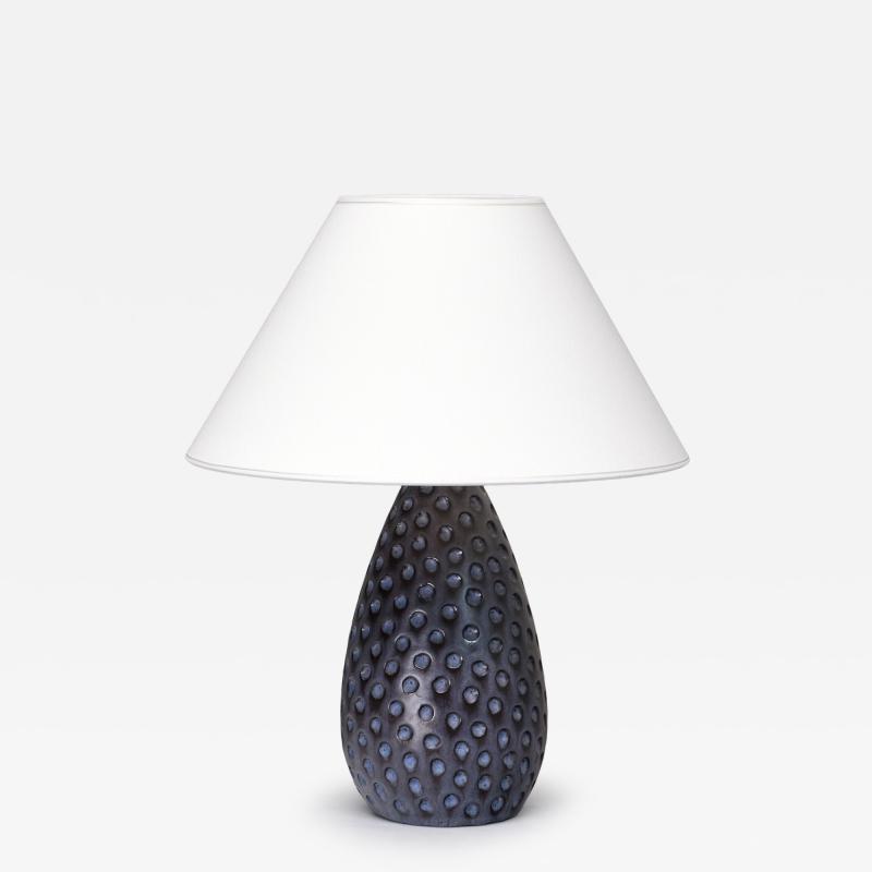 HELGE STERBERG Helge sterberg Drop Shaped Dimpled Ceramic Table Lamp Denmark 1950s