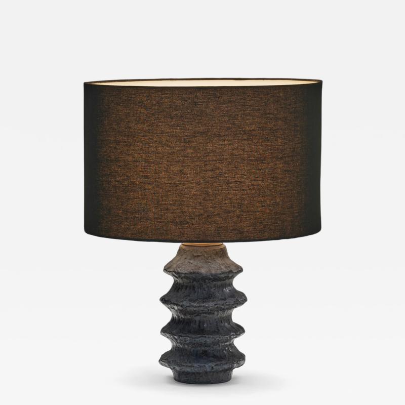 HELGE STERBERG Rippled Stoneware Table Lamp by Helge sterberg Denmark 1950s