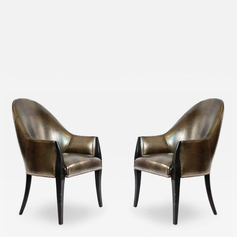 HIgh back Faux Alligator Armchairs