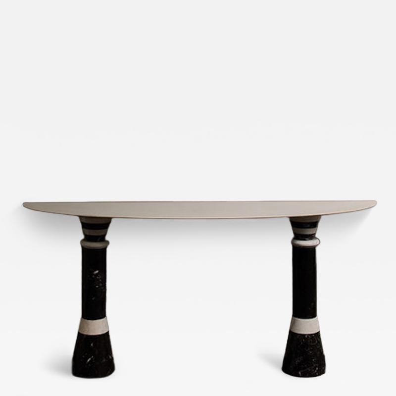 Half Moon Two Tones Marble Console