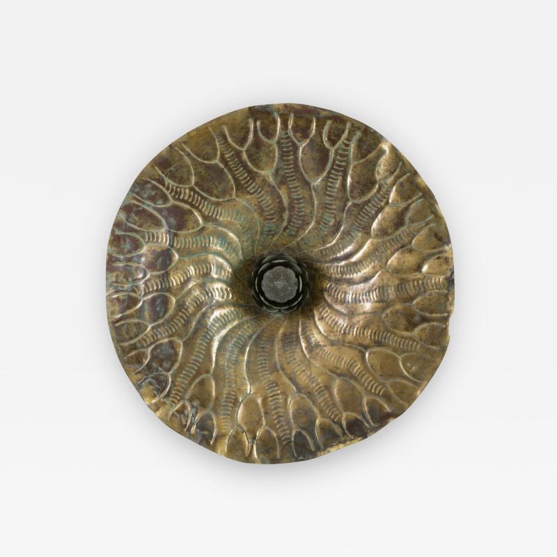 Hammered Brass Lotus from Tibet
