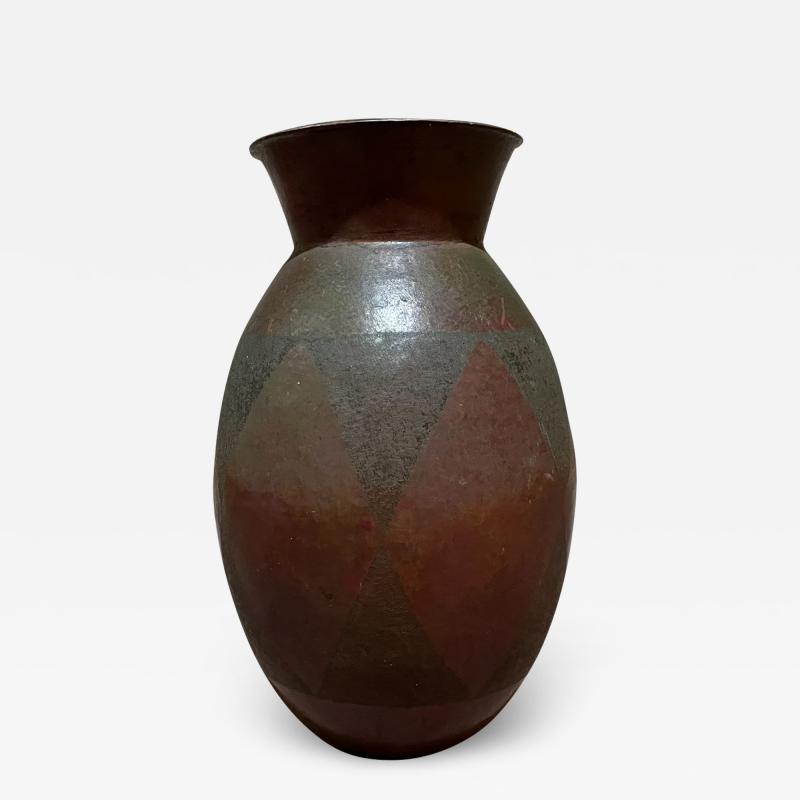 Hammered Copper Vase Geometric Design Santa Clara del Cobre Mexico