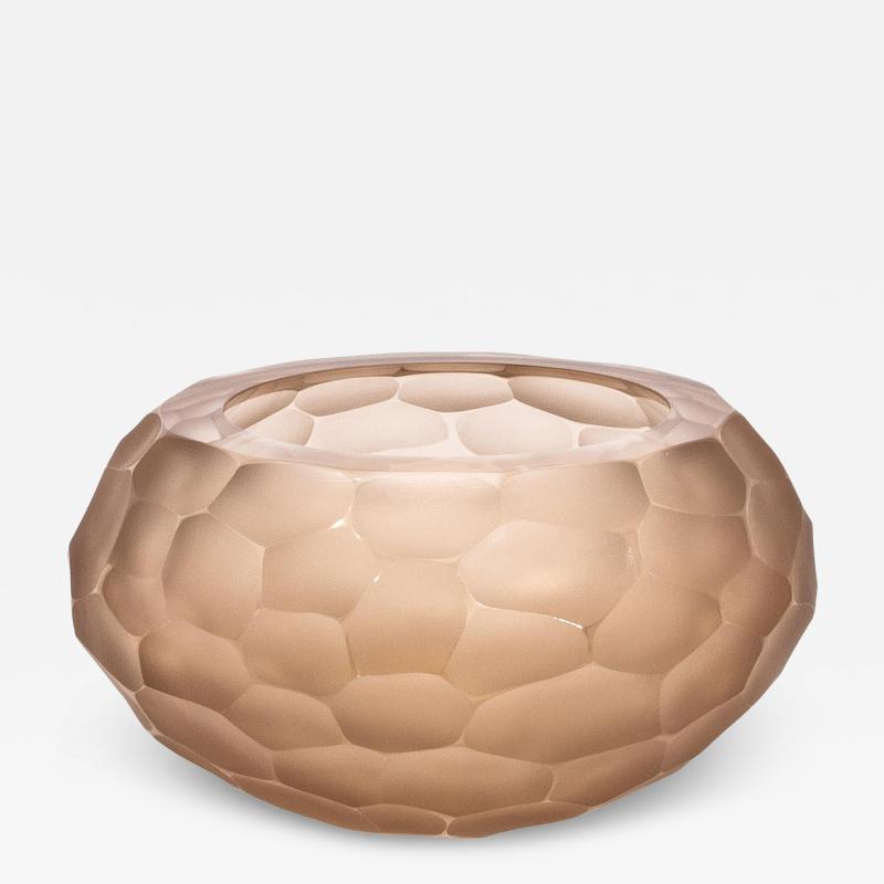 Hand Blown Modern Murano Bowl in Rose Large
