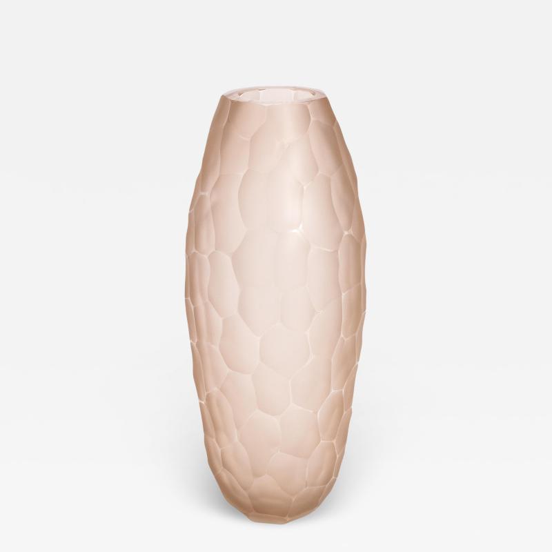 Hand Blown Modern Tall Murano Vase in Rose Large