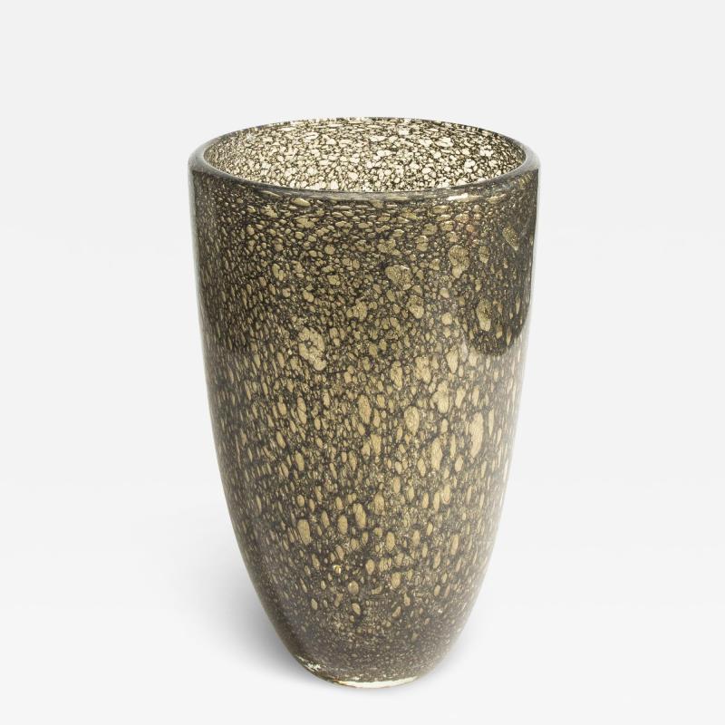 Hand Blown Murano Bullicante Vase in Gold