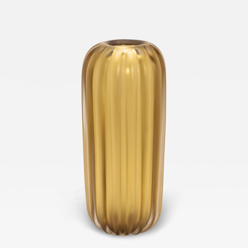 Hand Blown Murano Cactus Vase in Amber Large