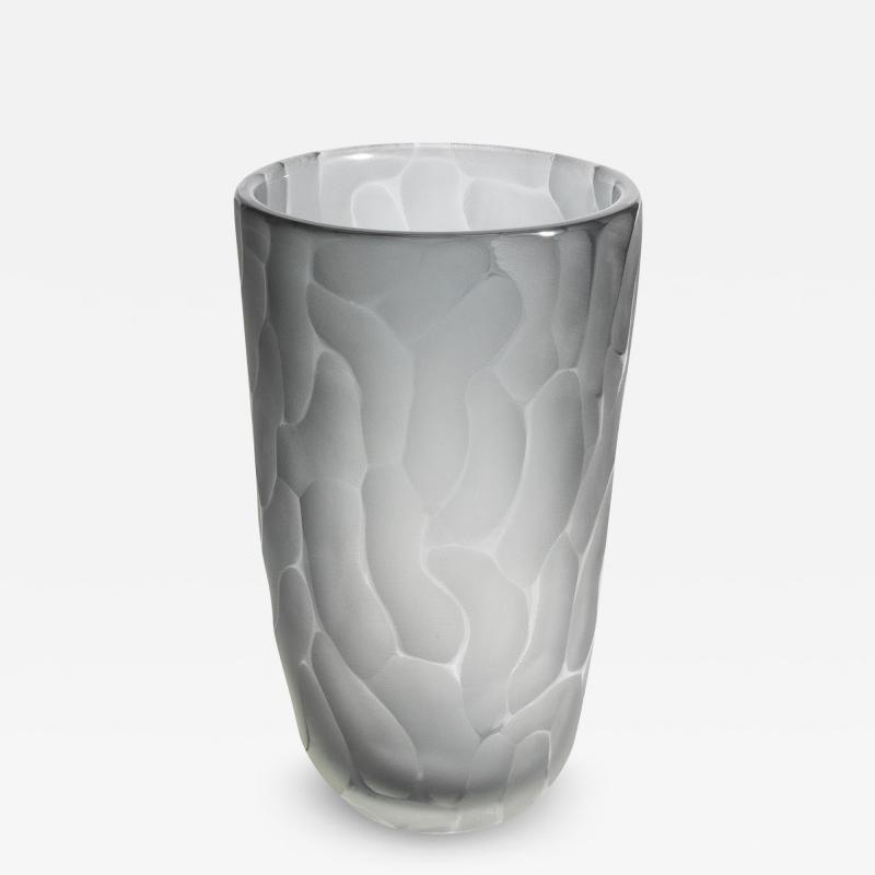 Hand Blown Murano Moon Vase in Grey Large