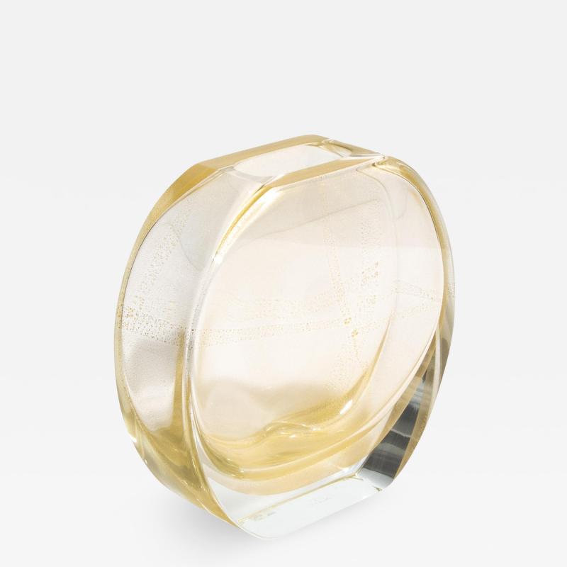 Hand Blown Murano Olivia Vase in Crystal with 24 Karat Gold Flecks