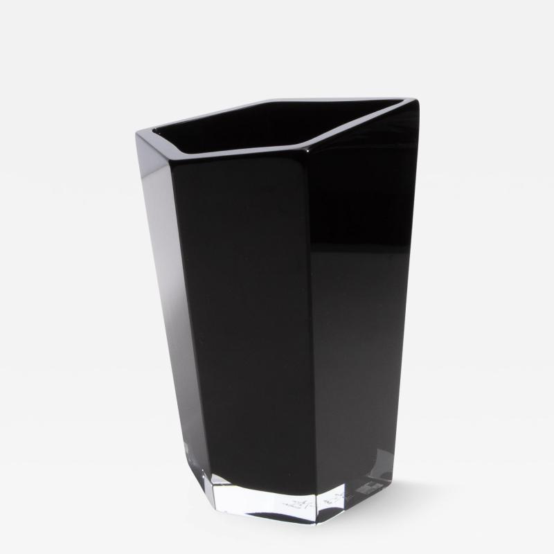 Hand Blown Murano Penta Vase in Onyx Black
