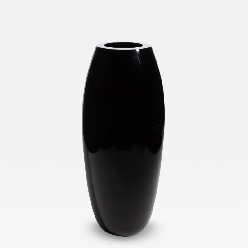 Hand Blown Murano Poker Vase in Onyx Black