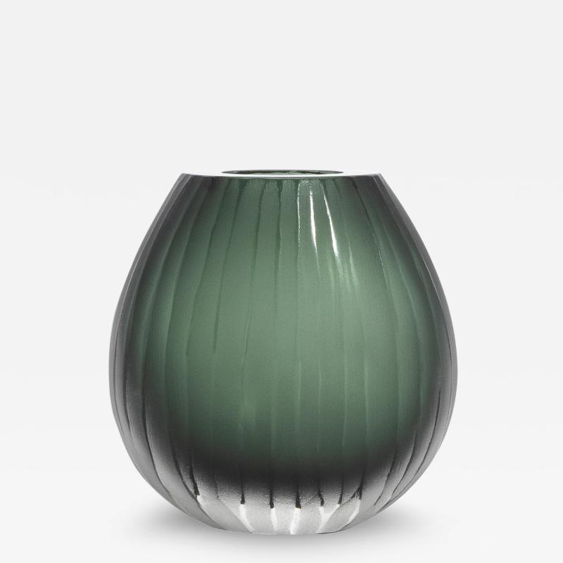 Hand Blown Murano Surpime Vase in Eucalyptus Green