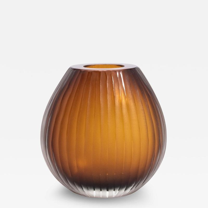 Hand Blown Murano Surpime Vase in Tobacco Lage