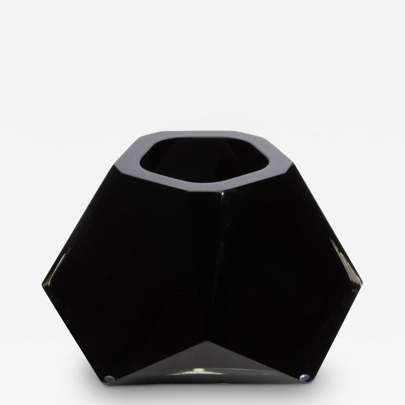 Hand Blown Murano Vase Briolette in Onyx Black